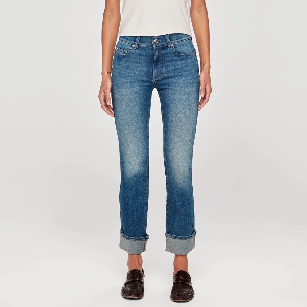 DL1961 Mara Straight Mid Rise Instasculpt Ankle Jeans Hulton Cuffed Size 23